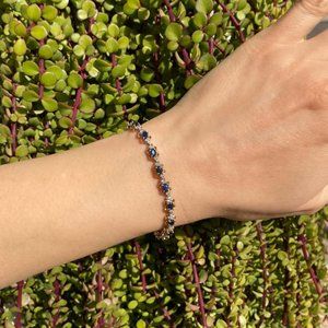 Sapphire and Diamond Gold Line Bracelet